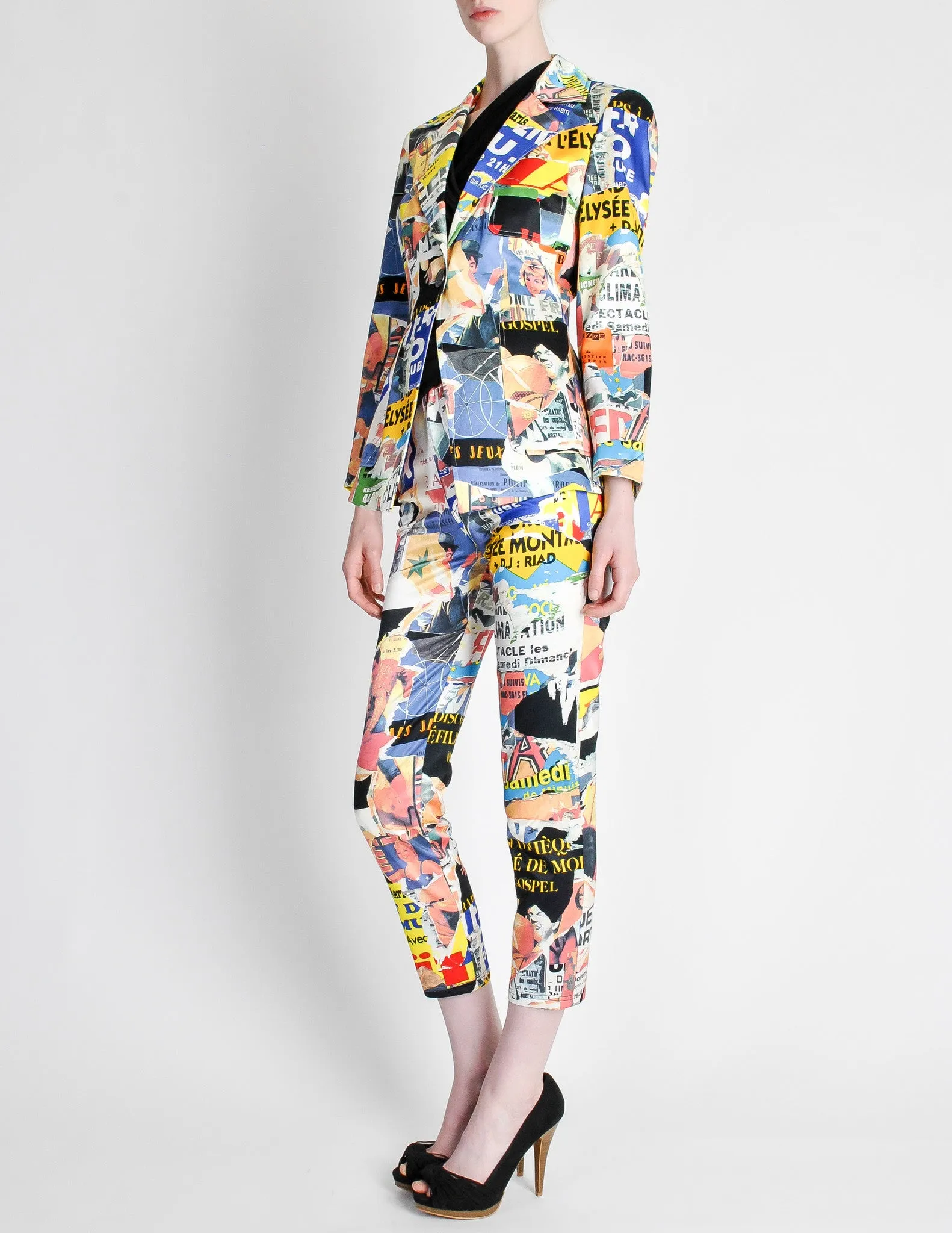 Christian Lacroix Vintage Pop Art Collage Print Suit