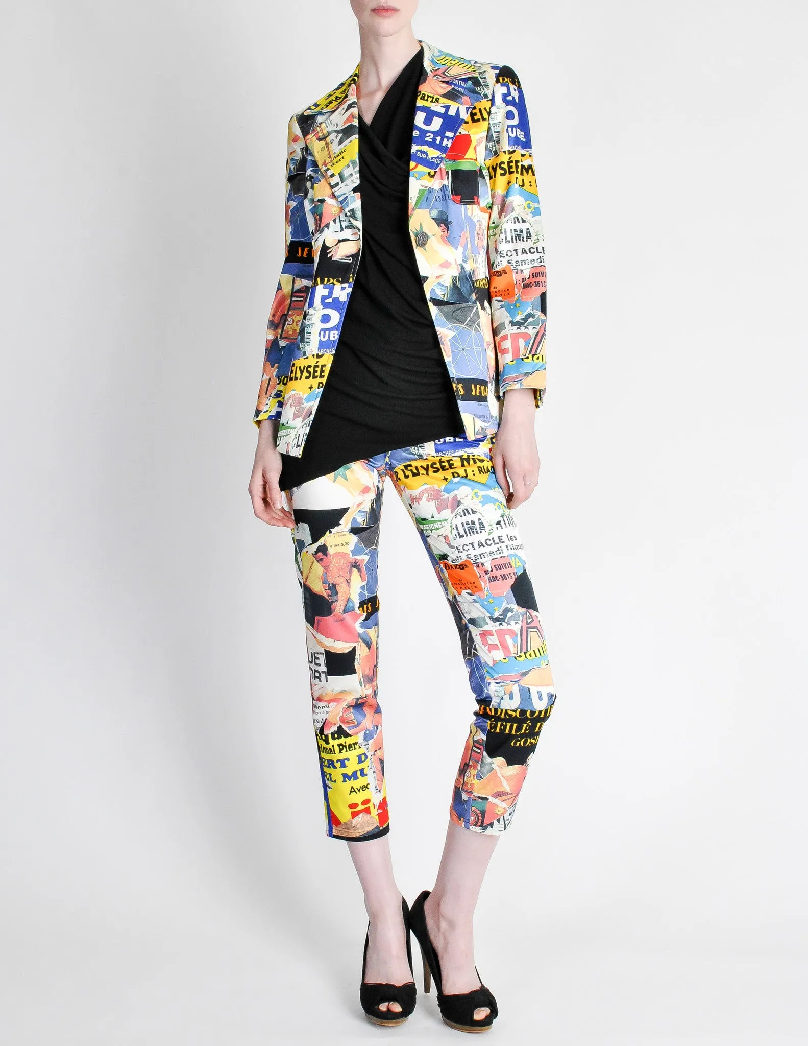 Christian Lacroix Vintage Pop Art Collage Print Suit