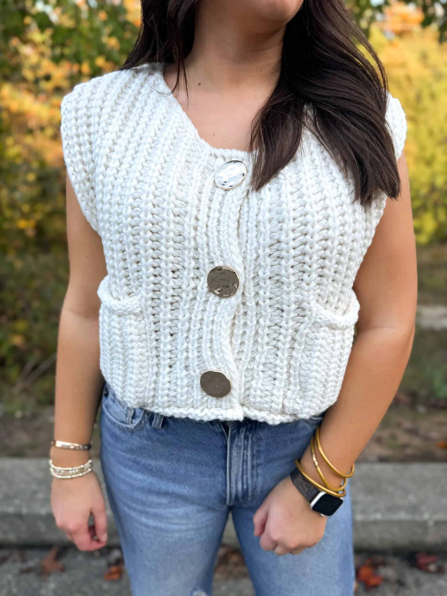 Chunky Beige Sweater Vest