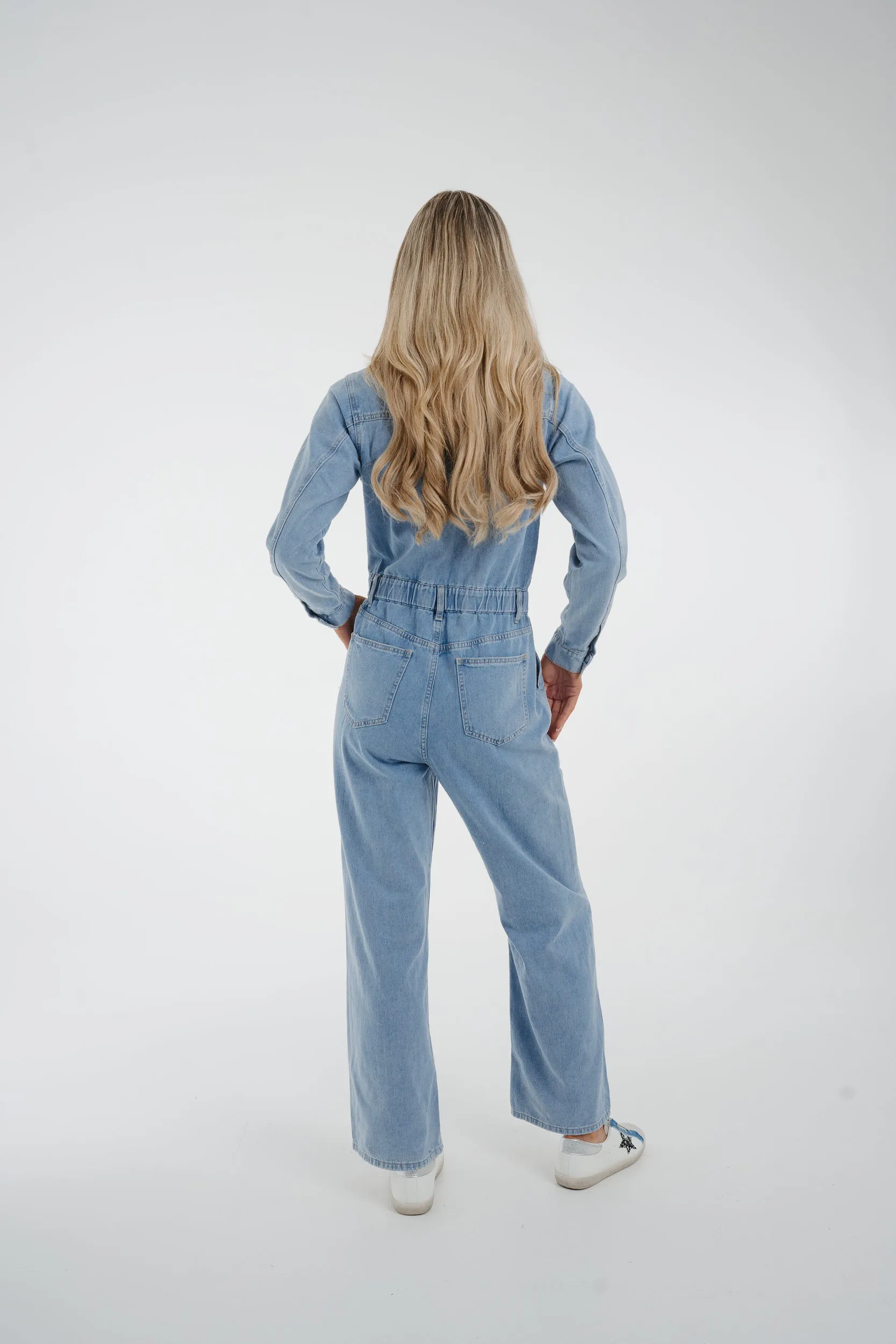 Cindy Denim Jumpsuit In Light Wash