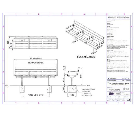 Citi Elements Powder Coated and Softwood Timber Seat