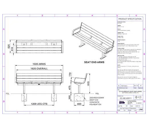 Citi Elements Powder Coated and Softwood Timber Seat