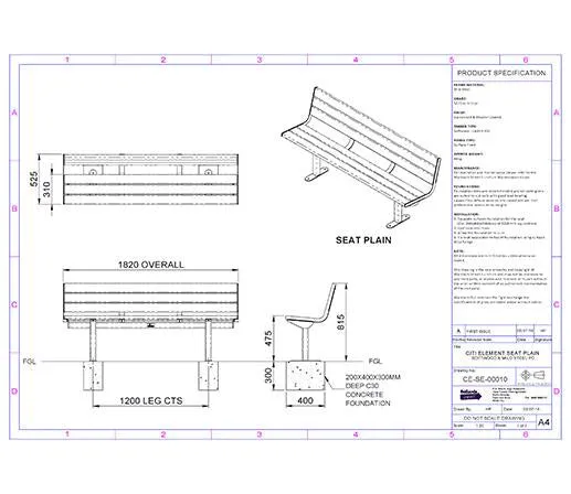 Citi Elements Powder Coated and Softwood Timber Seat