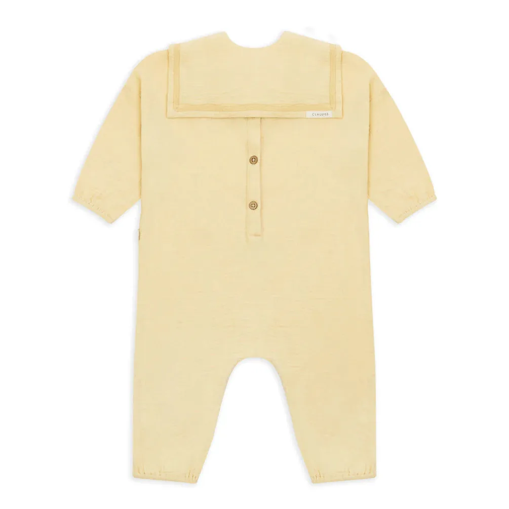 Claude & Co, Gauze Jumpsuit and Collar, Butter