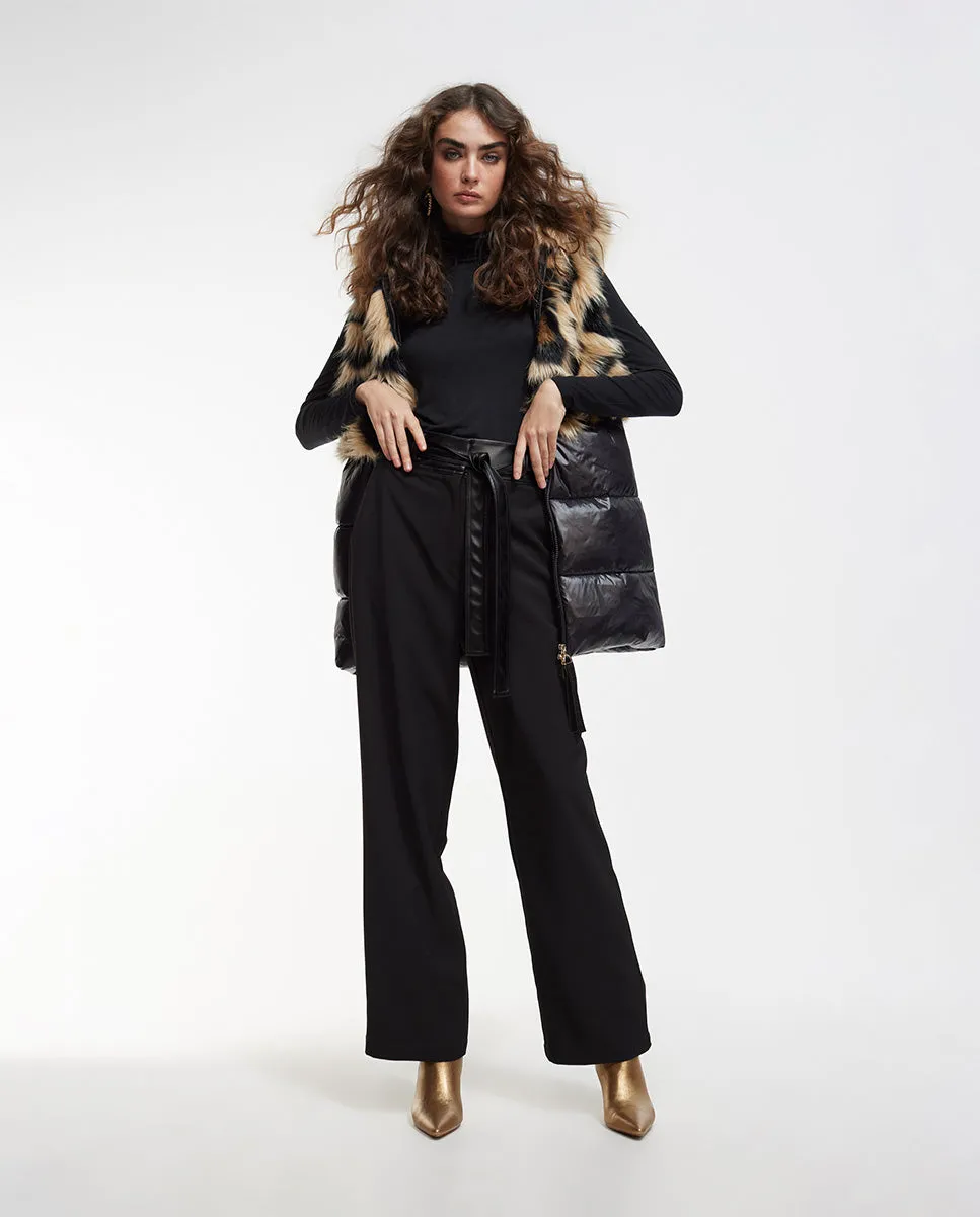 Contrast faux fur waistcoat