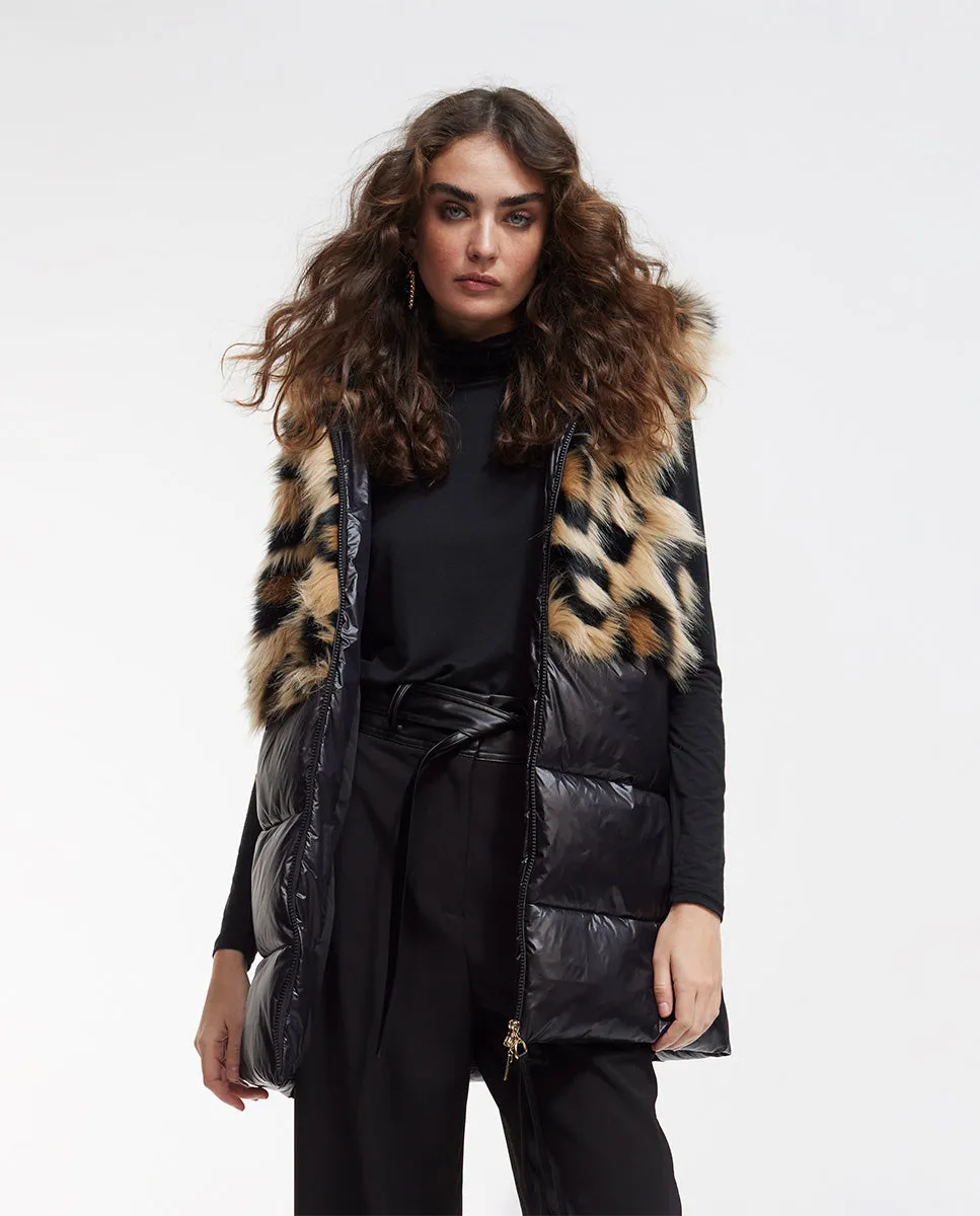 Contrast faux fur waistcoat