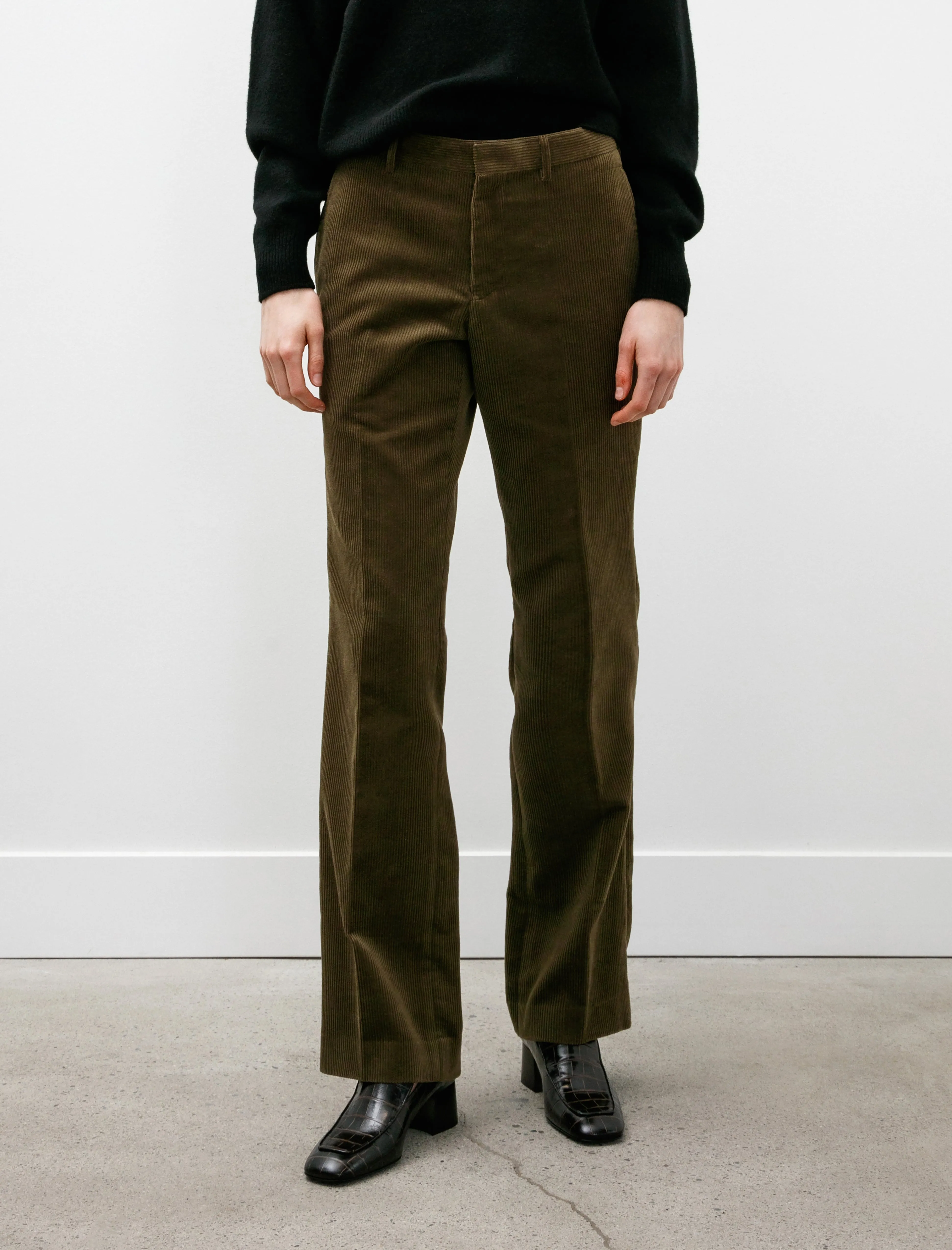 Corduroy Piped Stem Pants Khaki