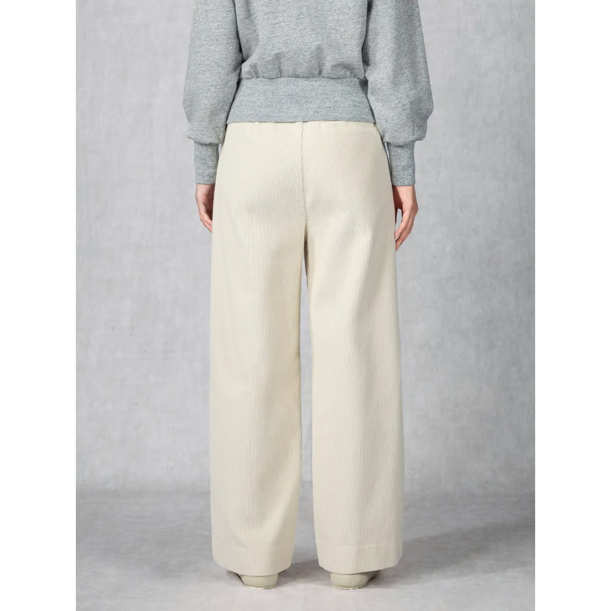 Corduroy Straight-Leg Pants Off White