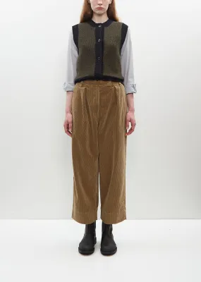 Cotton Corduroy Pleated Crop Trouser