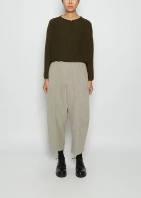 Cotton Corduroy Wide Tapered Trousers — Ecru