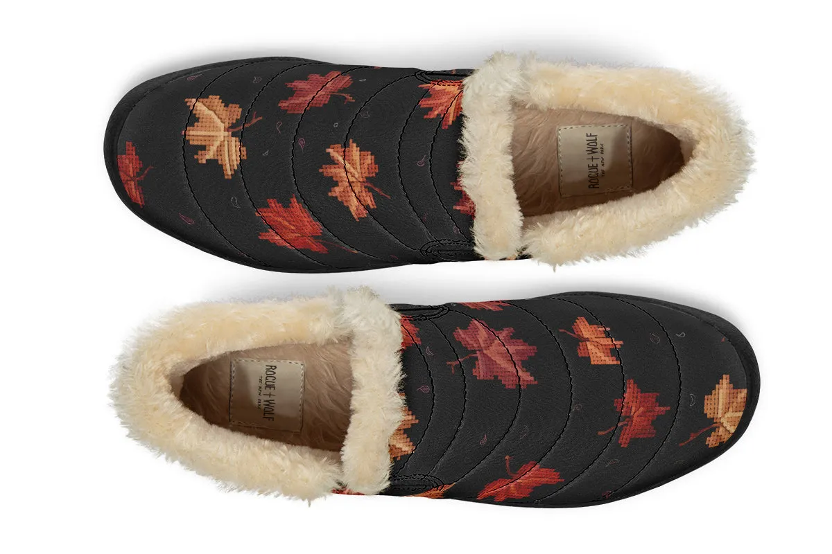 Cozy Autumn Winter Sneakers - Warm & Easy Slip-On Shoes Lined with Vegan Wool with Anti-Slip Soles