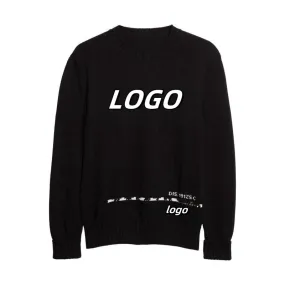 Custom 100% Cotton Knit Sweater with Graffiti Logo - OEM/ODM Man Crew Neck Pullover