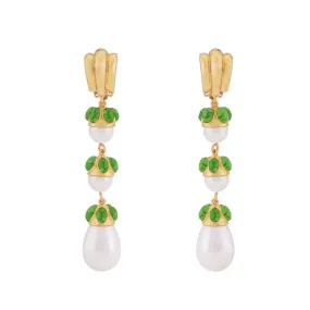 Delfina Earrings Green Turquoise & Pearl