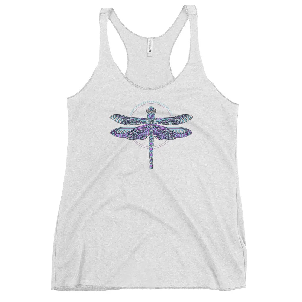 Dragonfly print racerback tank top for women