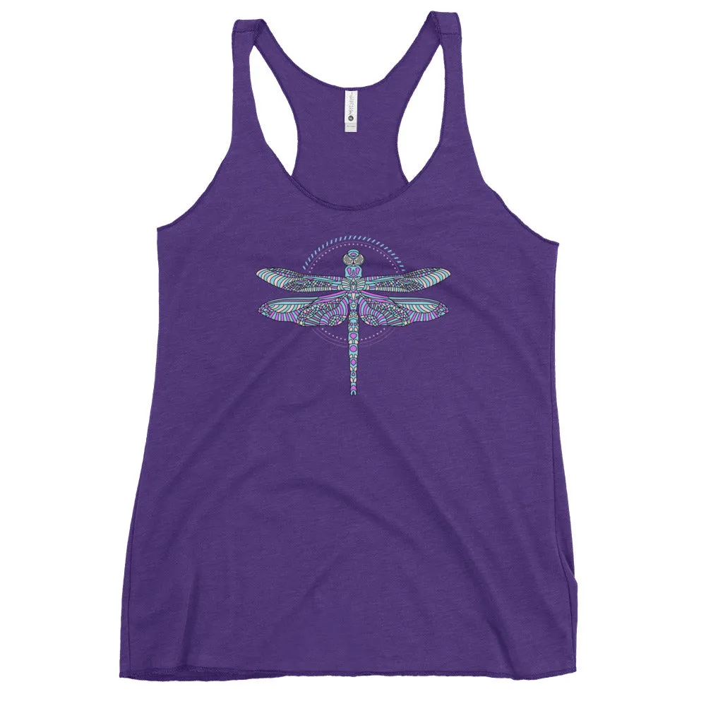 Dragonfly print racerback tank top for women