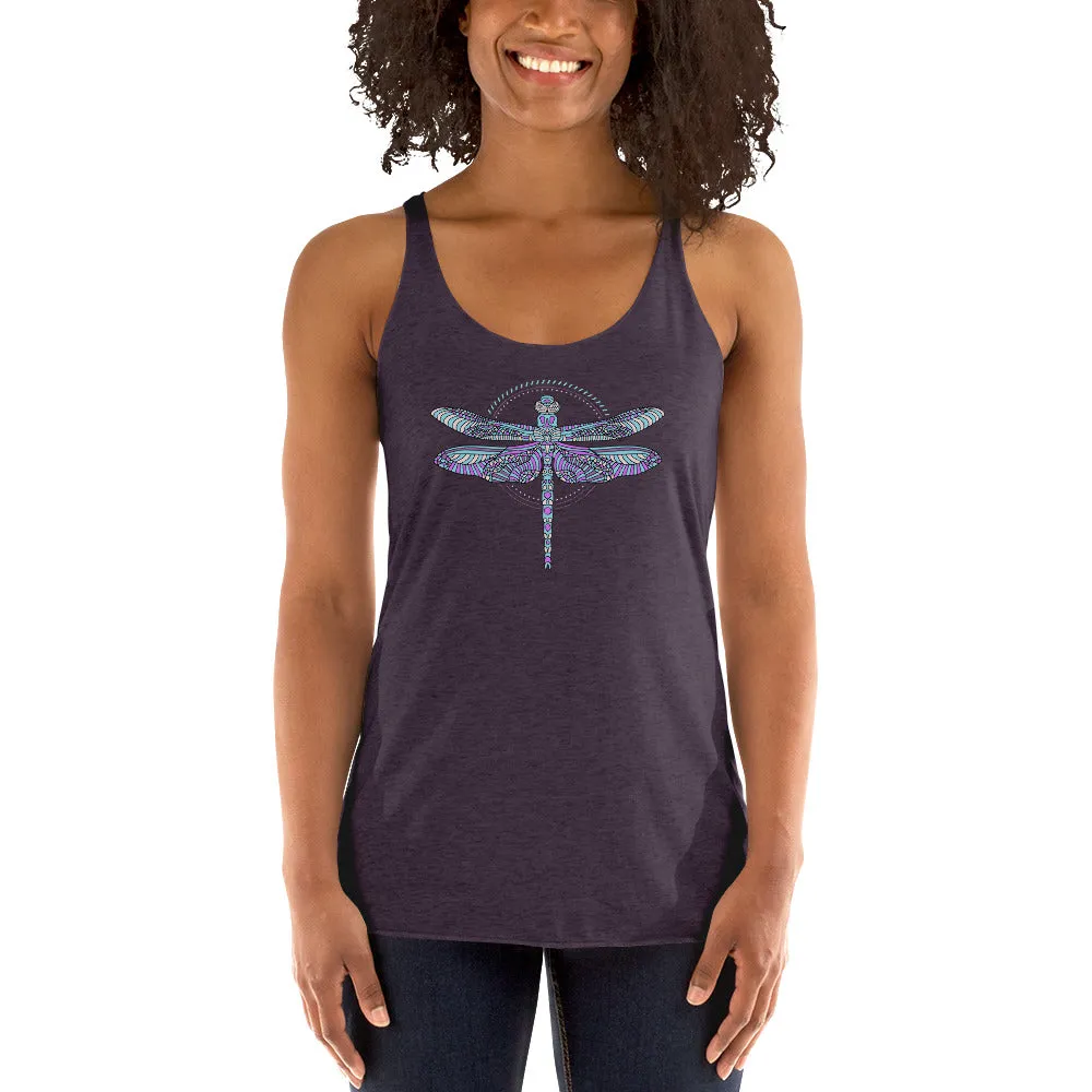 Dragonfly print racerback tank top for women