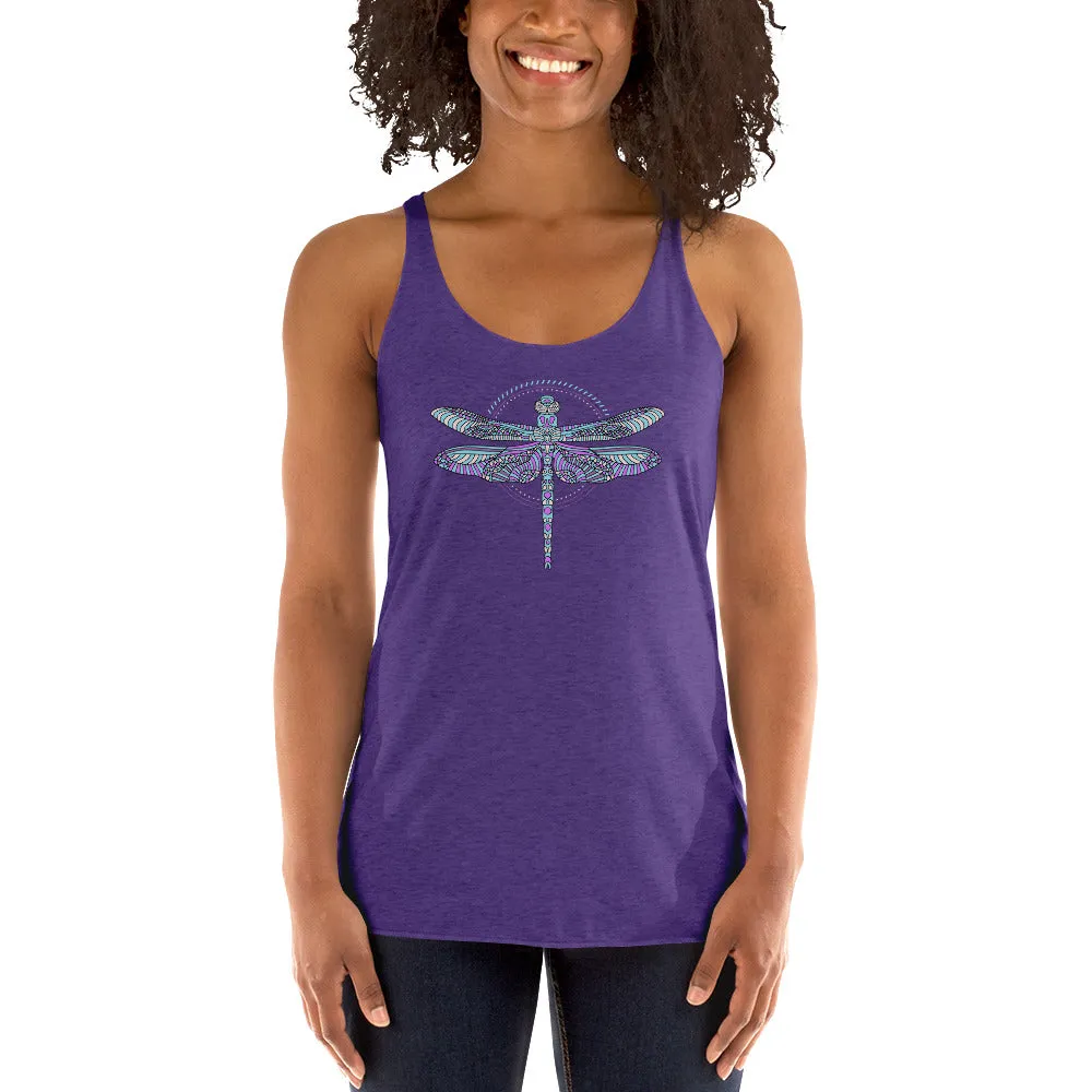 Dragonfly print racerback tank top for women