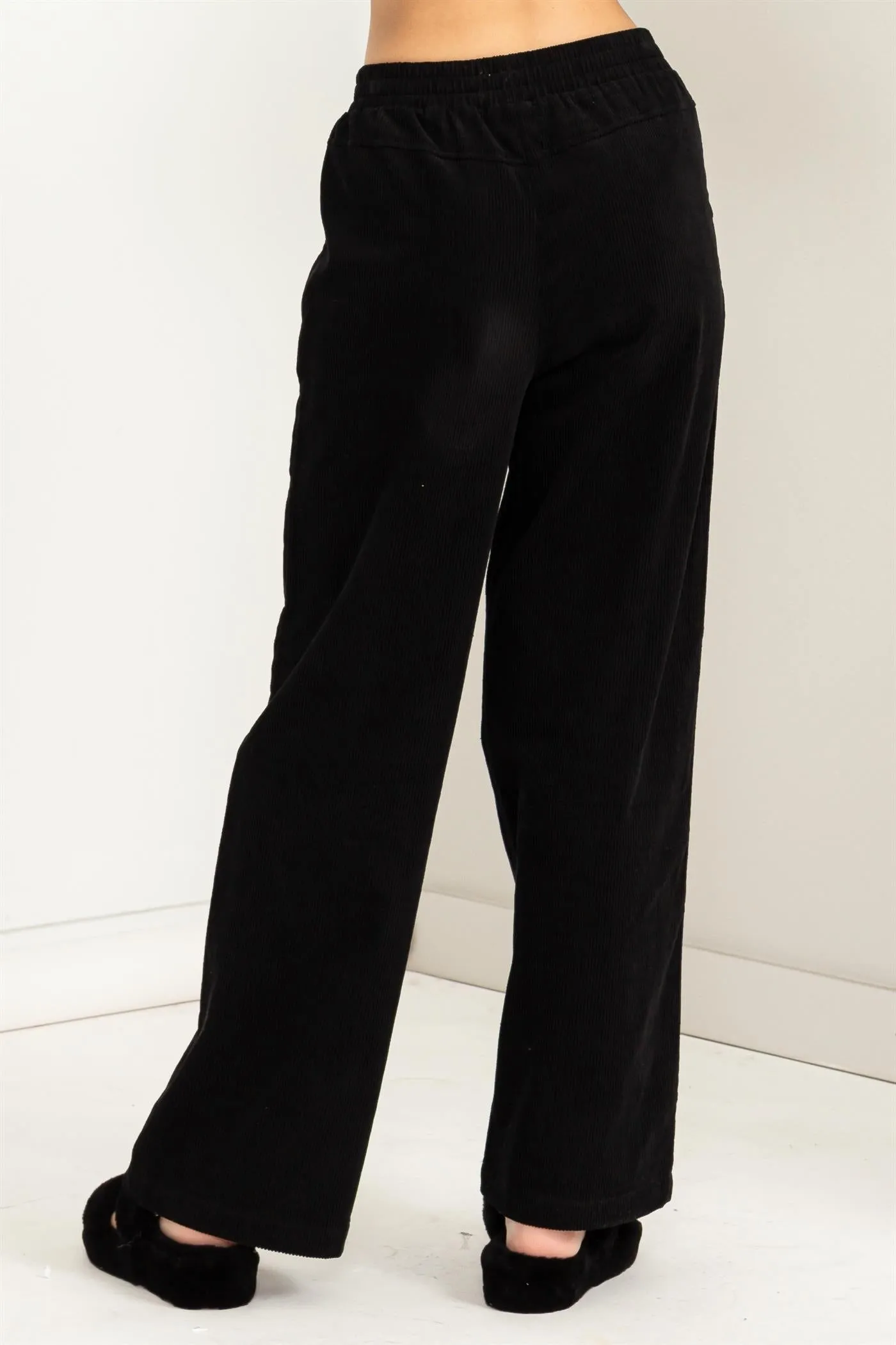 DZ23F404-CORDUROY HIGH-WAISTED WIDE LEG PANTS