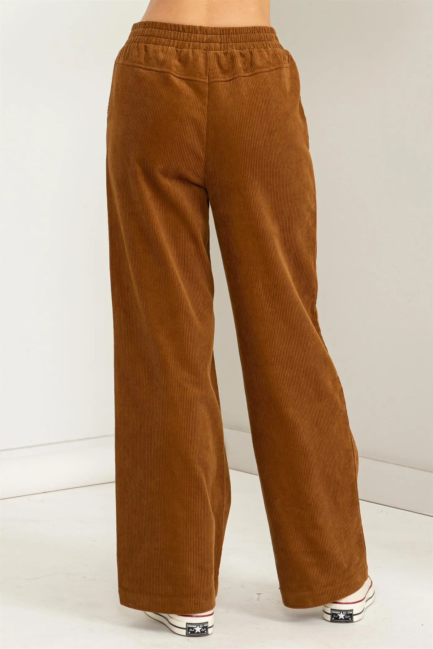 DZ23F404-CORDUROY HIGH-WAISTED WIDE LEG PANTS