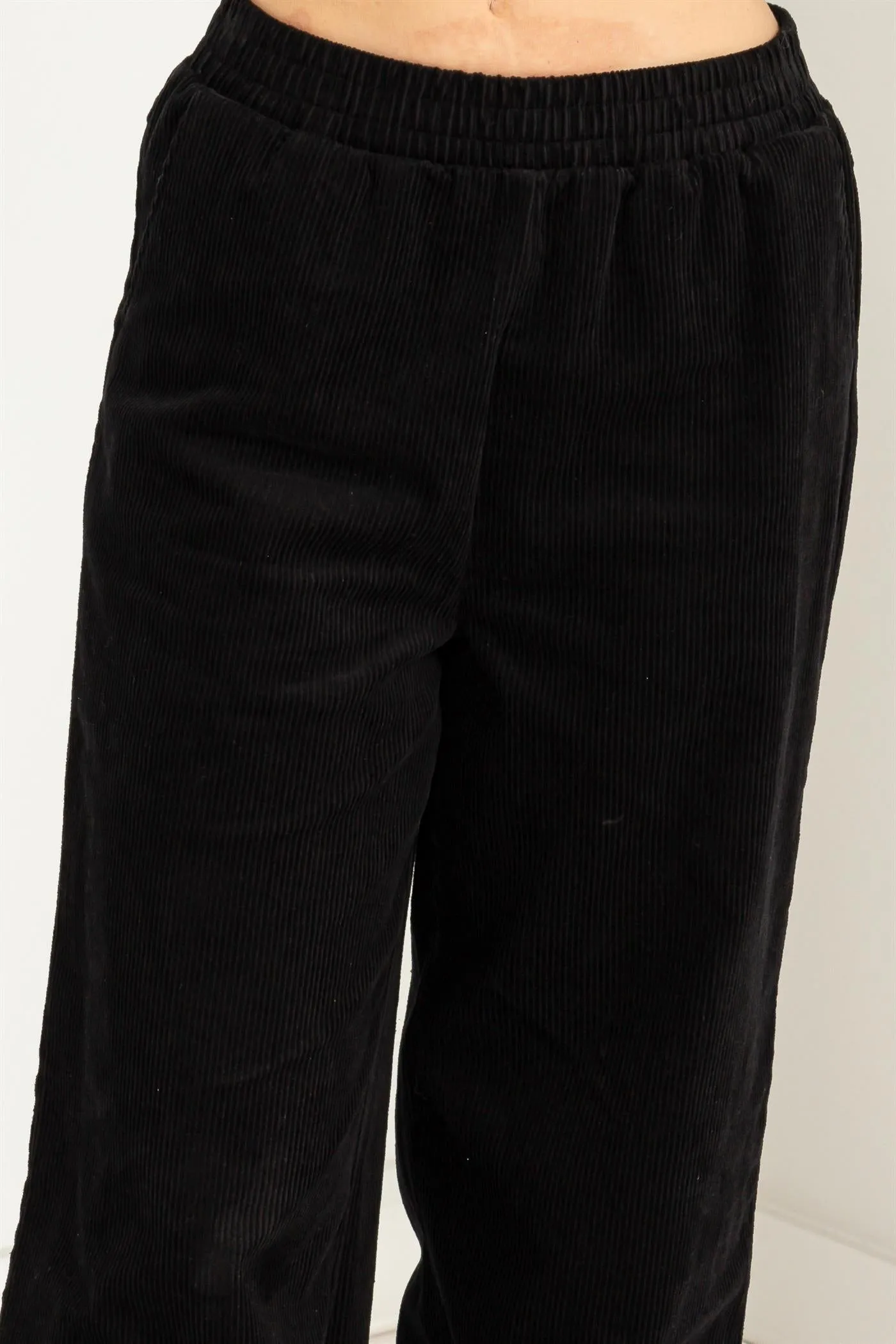 DZ23F404-CORDUROY HIGH-WAISTED WIDE LEG PANTS