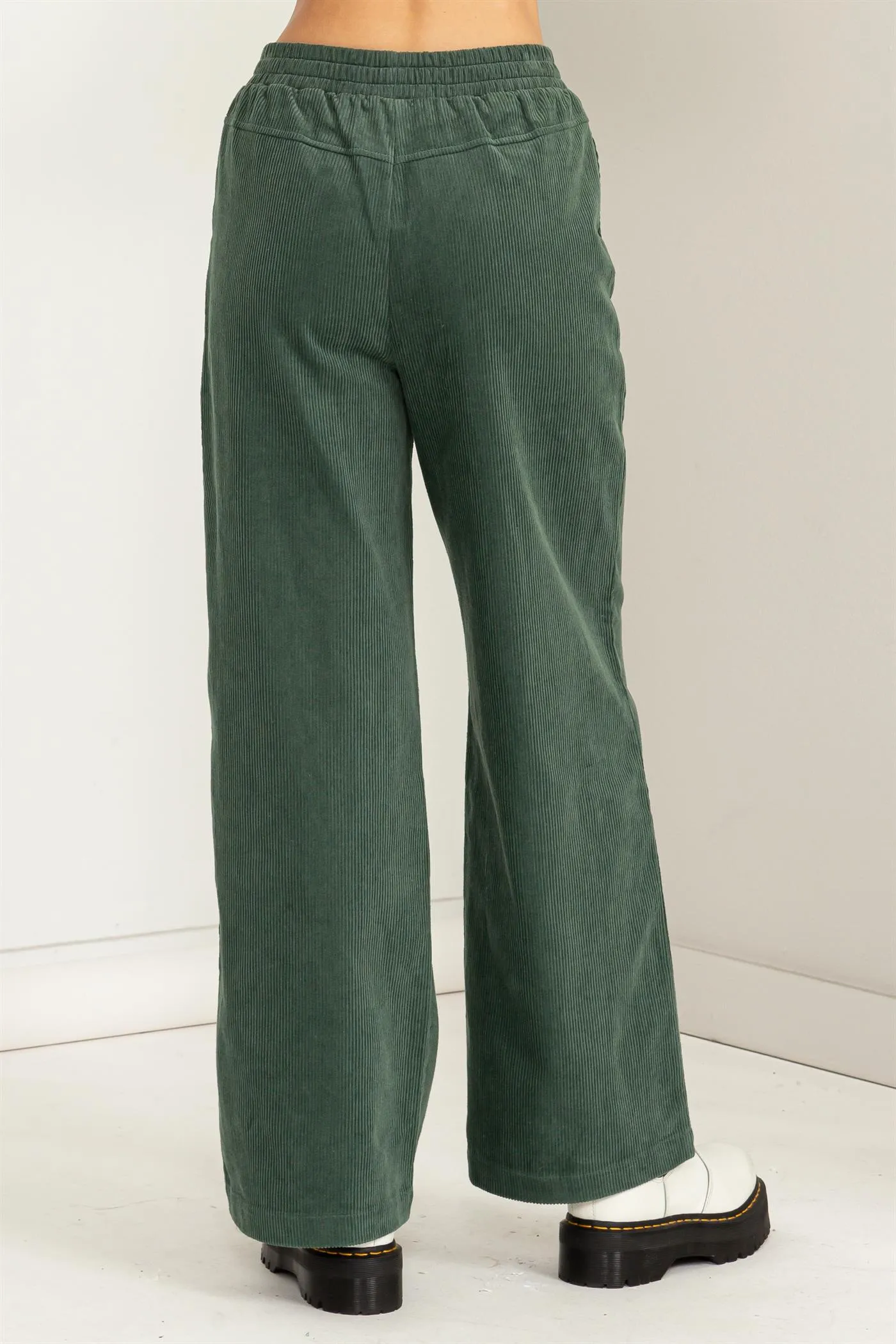 DZ23F404-CORDUROY HIGH-WAISTED WIDE LEG PANTS