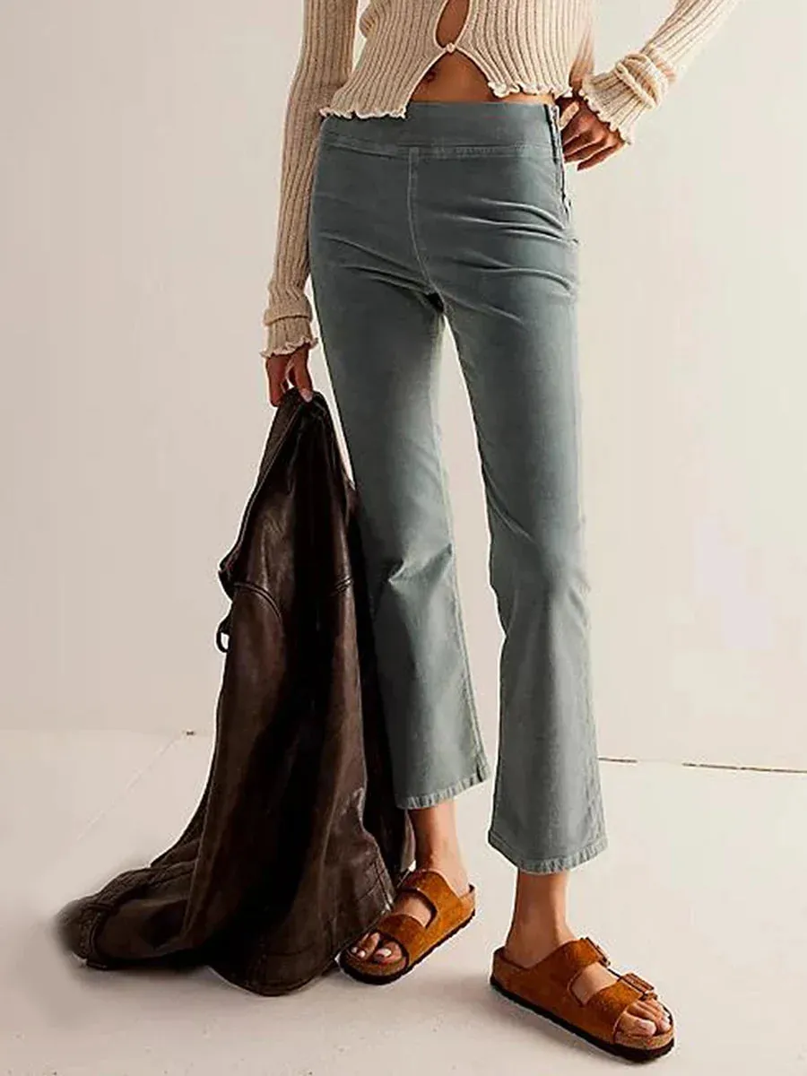 Elastic Slim Cropped Daily Trousers Casual Pants