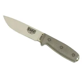 ESEE-4 - Desert Tan Plain Edge, OD Green Sheath, Clip Plate