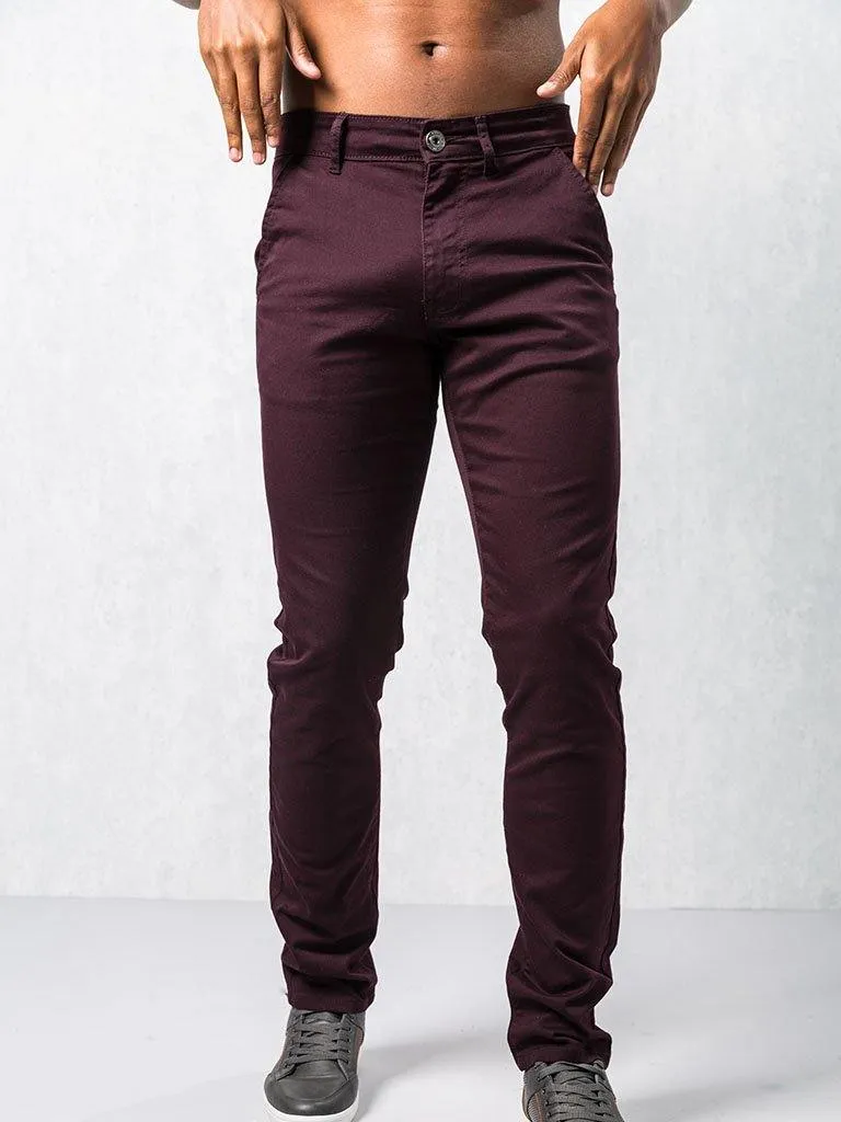 EZ348 Burgundy Chinos