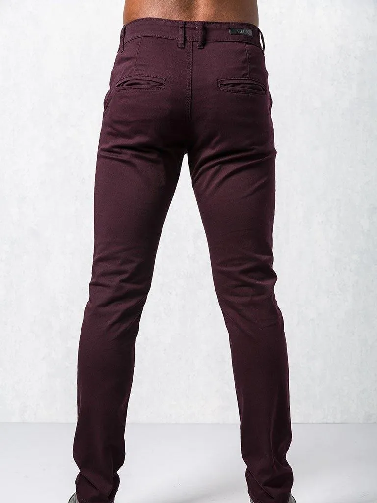 EZ348 Burgundy Chinos