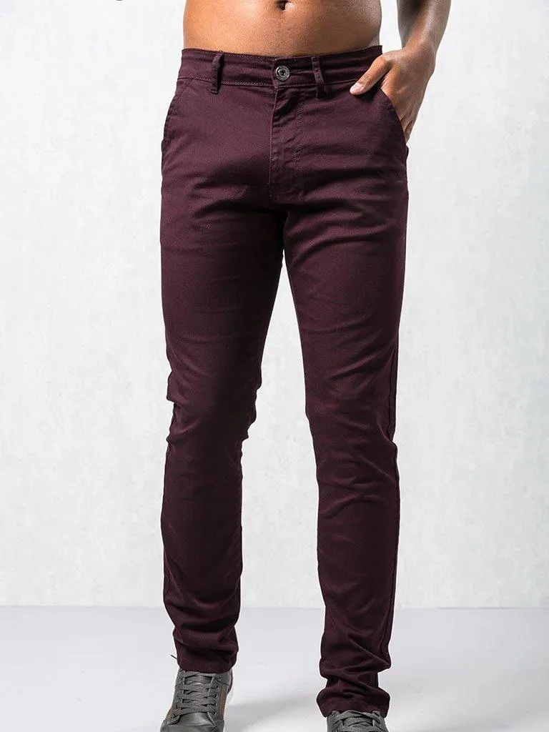 EZ348 Burgundy Chinos