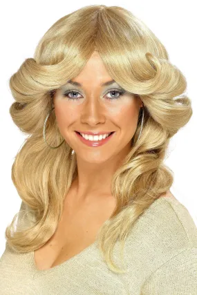 Farrah 70s Disco Flick Layered Wavy Strawberry Blonde Wig