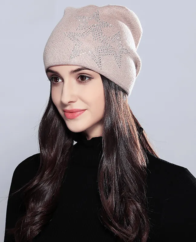 Five-Pointed Stars Knitted Beanie