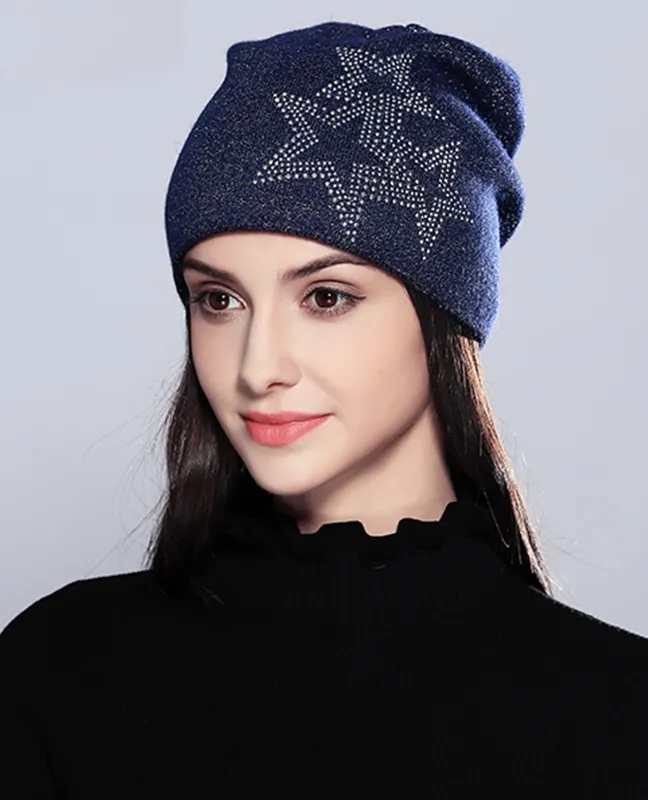 Five-Pointed Stars Knitted Beanie