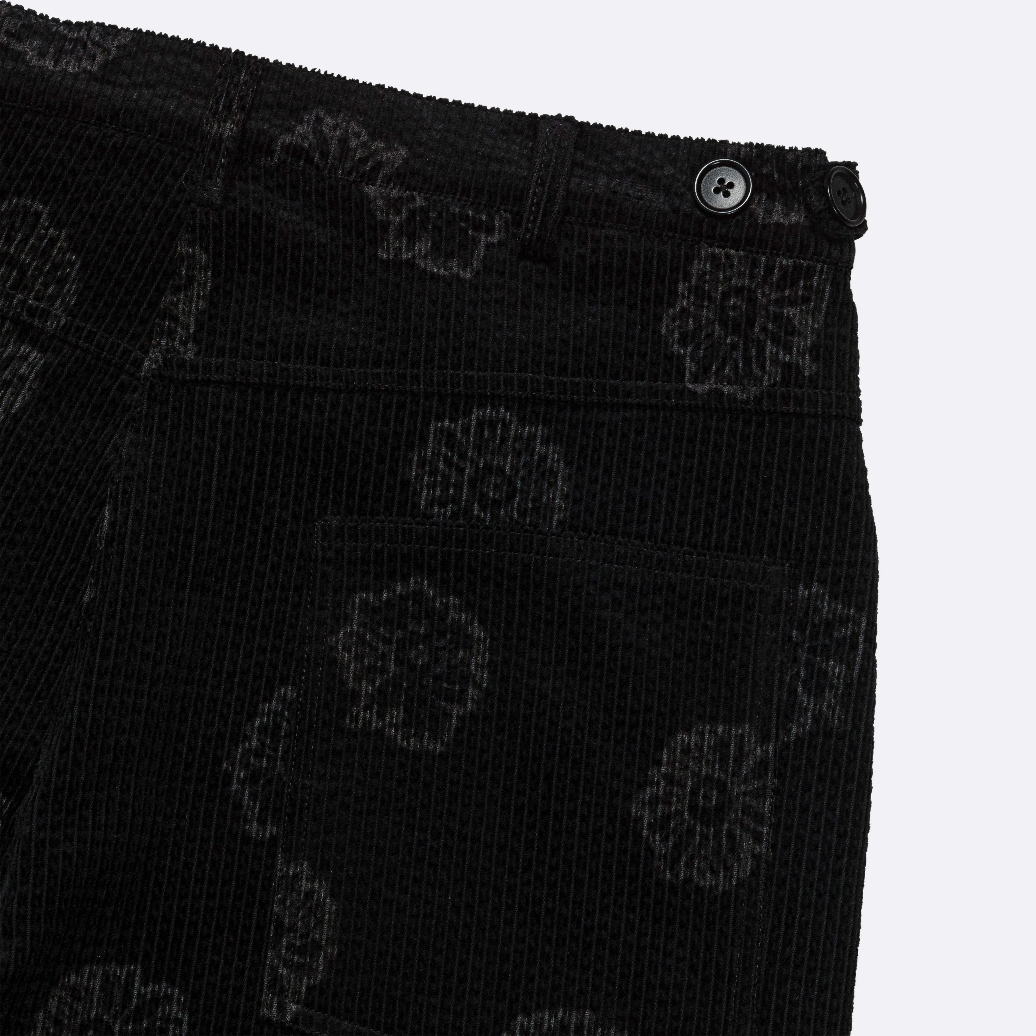 Floral Burn Corduroy Jean Cut Trouser - Shiny Black