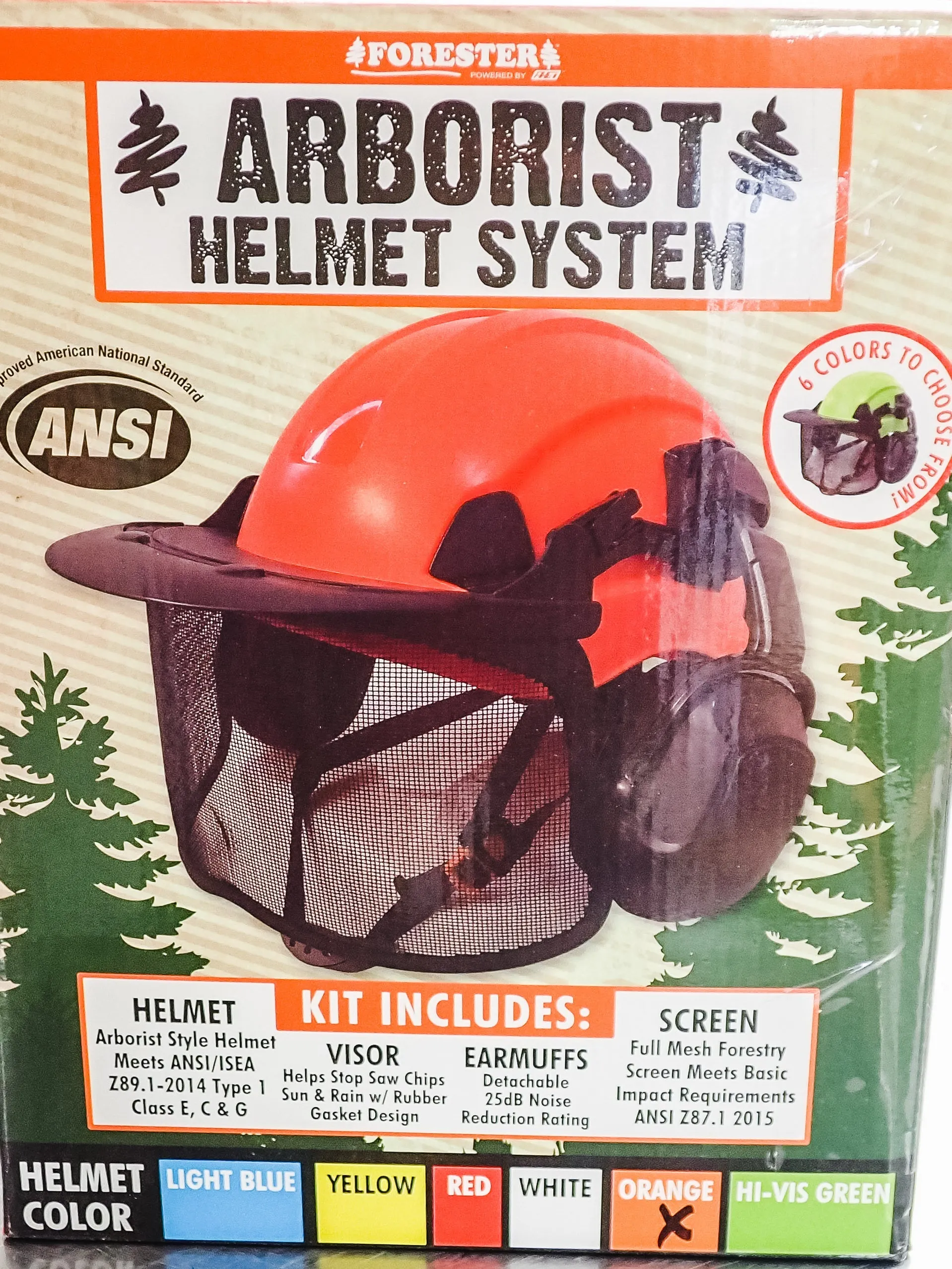 FORESTER ARBORIST HELMET SYSTEM WITH HEARING AND FACE PROTECTION YELLOW