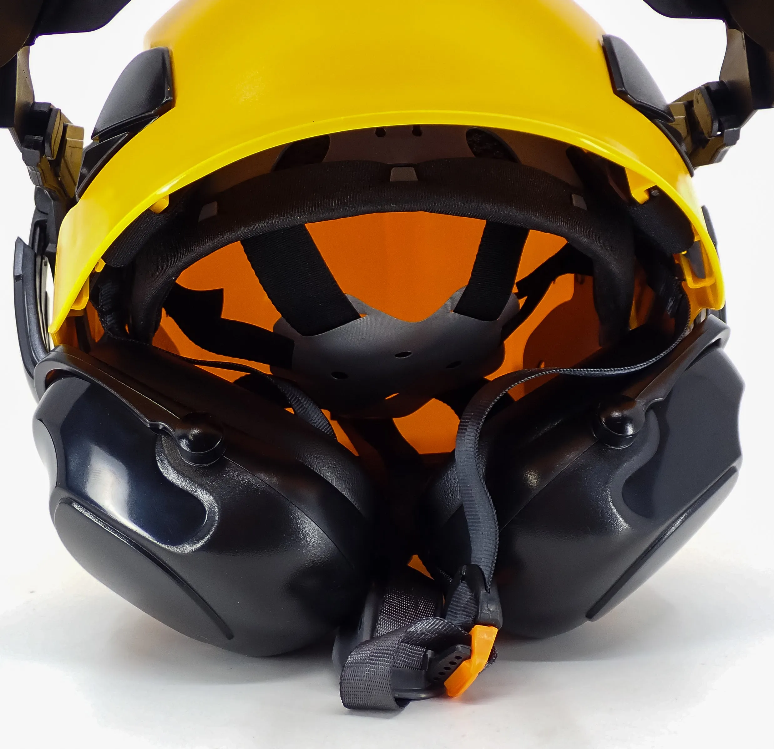 FORESTER ARBORIST HELMET SYSTEM WITH HEARING AND FACE PROTECTION YELLOW