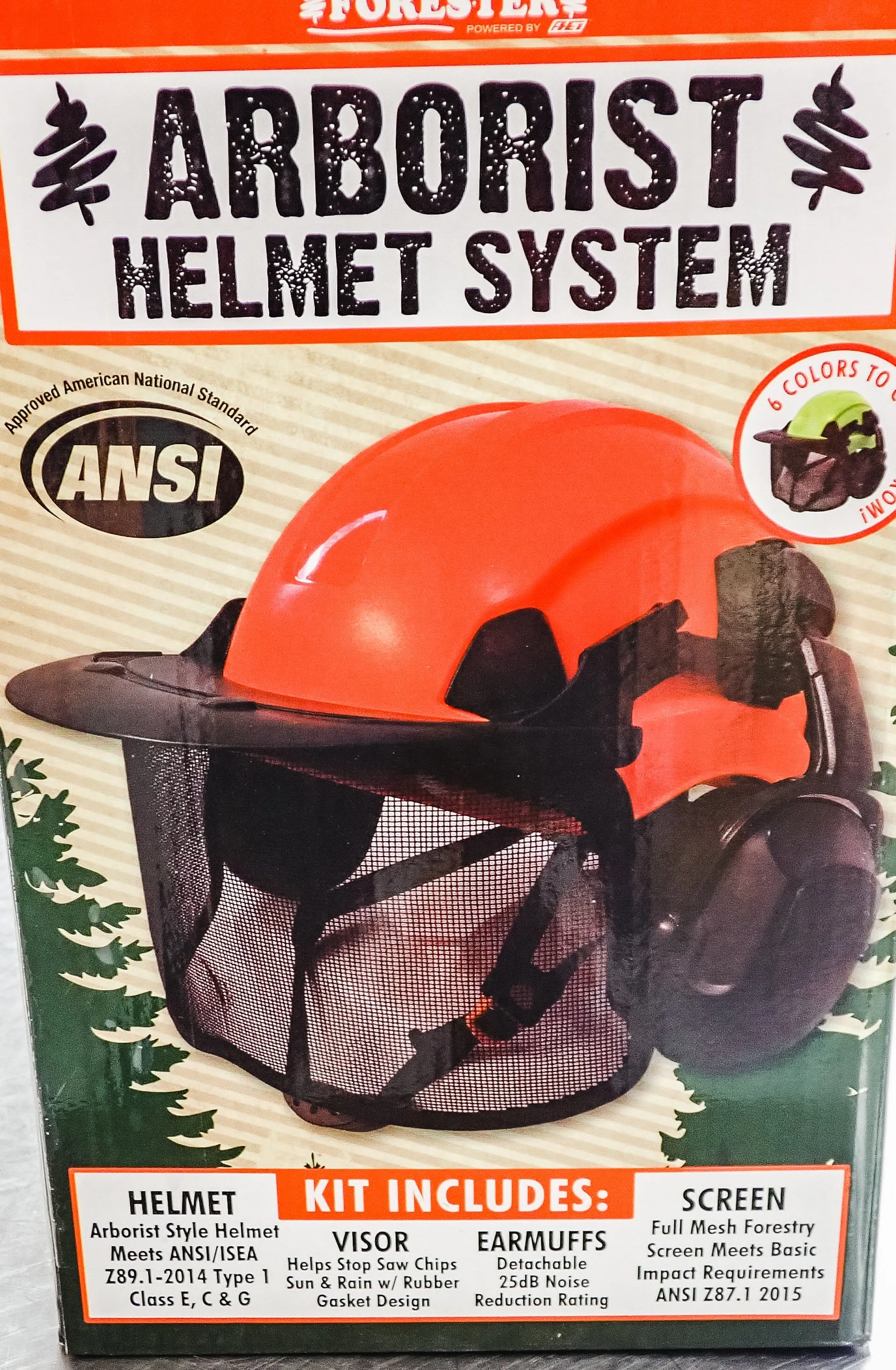 FORESTER ARBORIST HELMET SYSTEM WITH HEARING AND FACE PROTECTION YELLOW