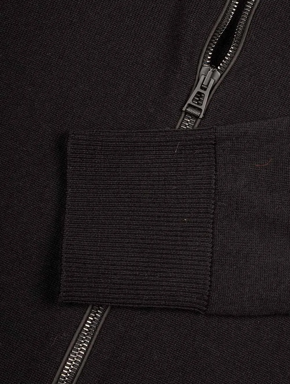 Full Zip Merino Wool Cardigan Black