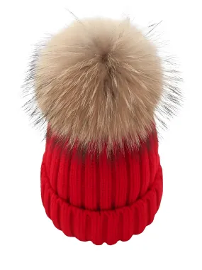 Fur Pompom Winter Hat Hat For Women Girl's Hat Knitted Beanies Cap Hat with Pompom