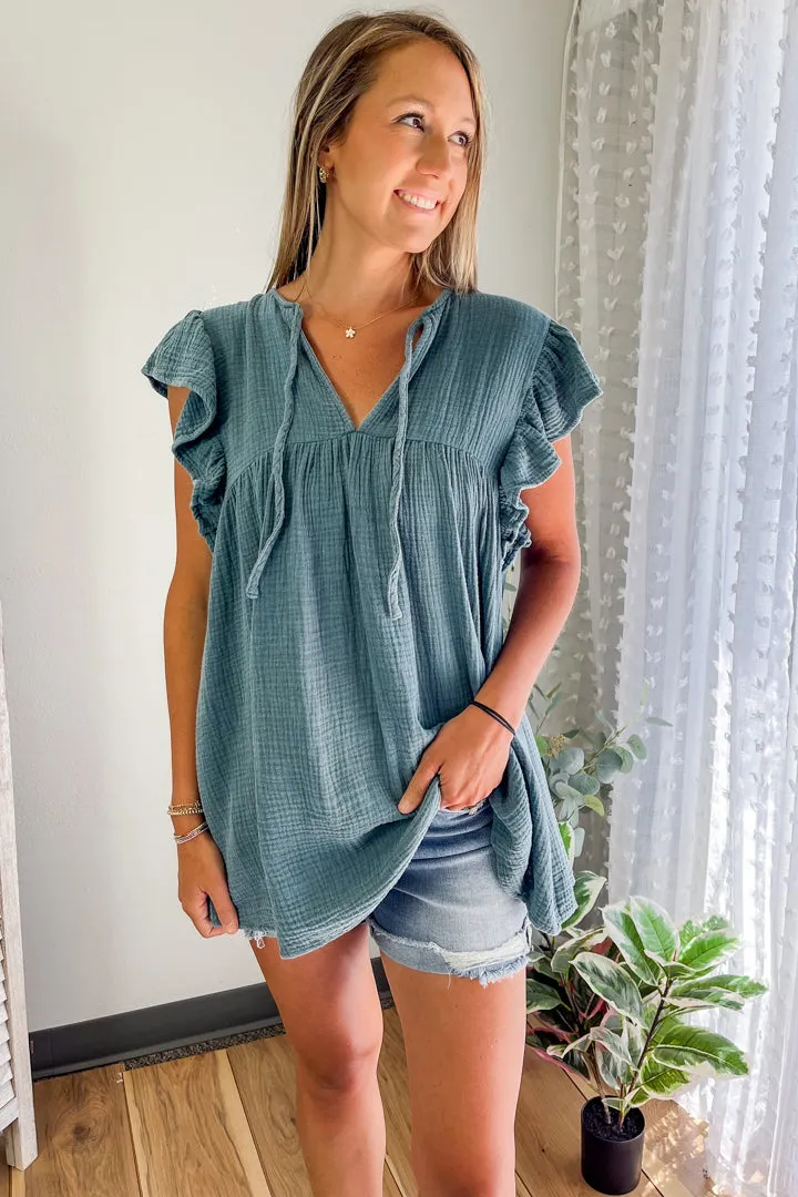 Gauze Flutter Sleeve Tunic