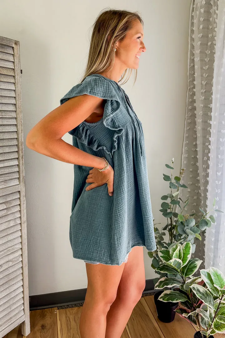 Gauze Flutter Sleeve Tunic