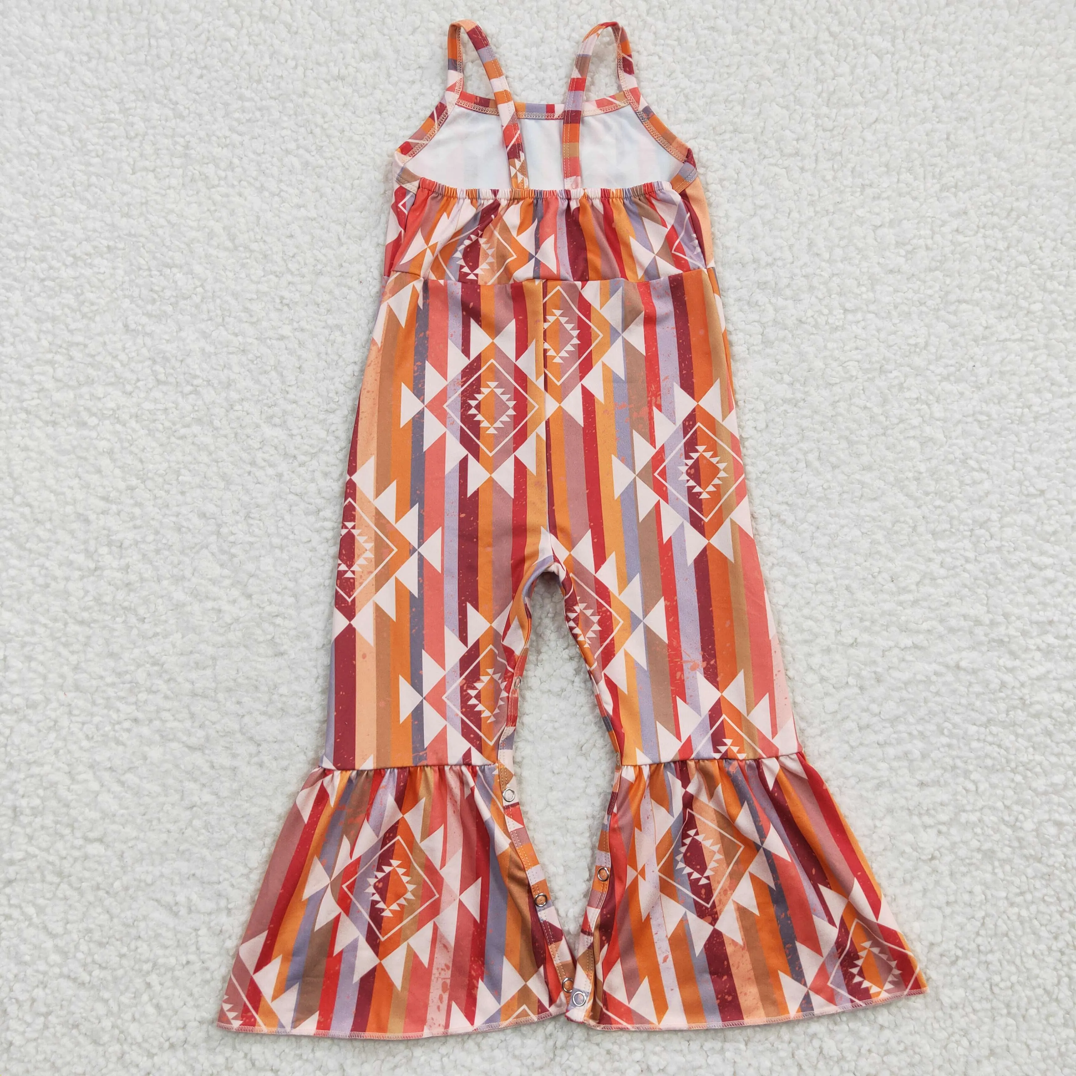 girls orange geometric jumpsuit SR0252