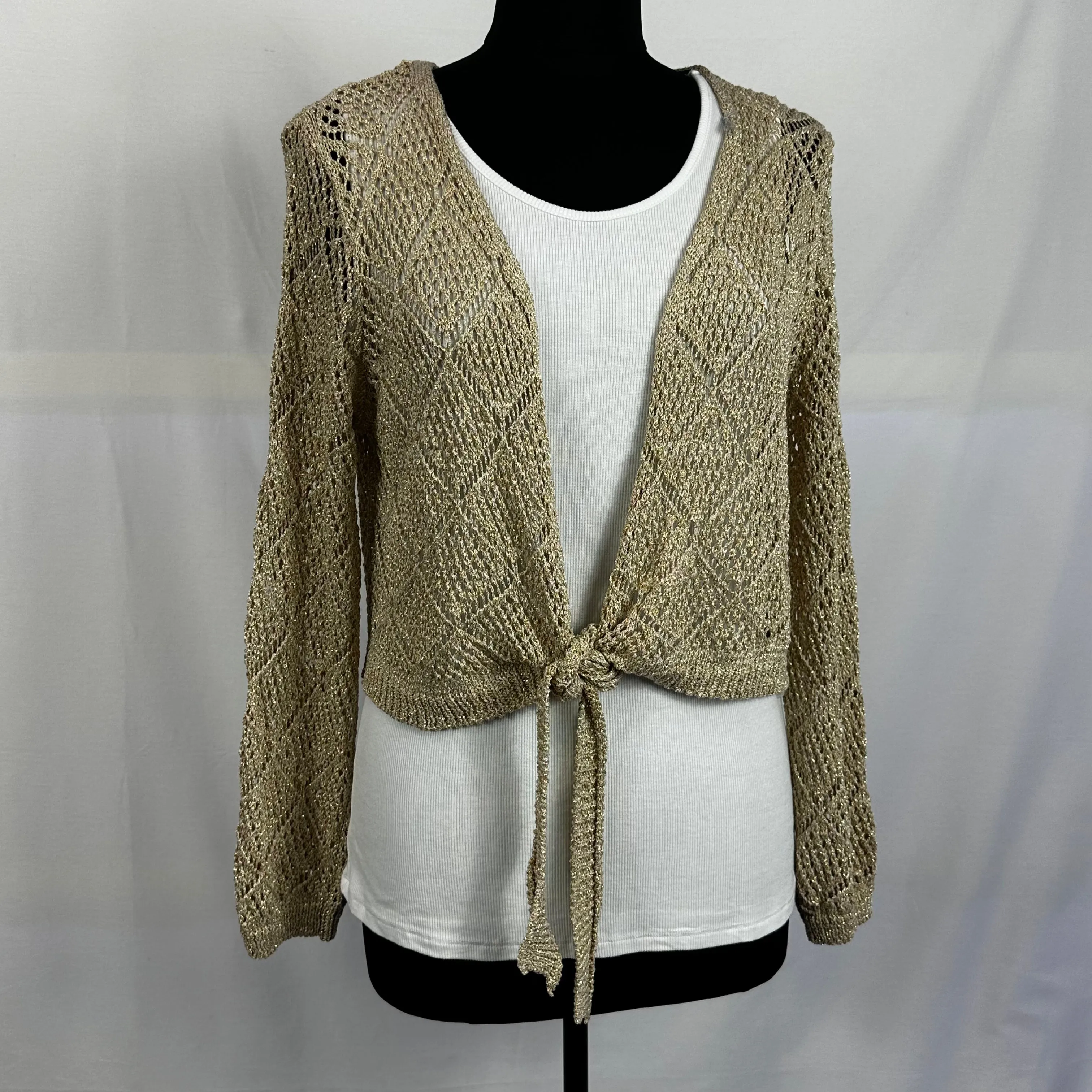 Gold Diamond Crochet Open Top With Front Tie