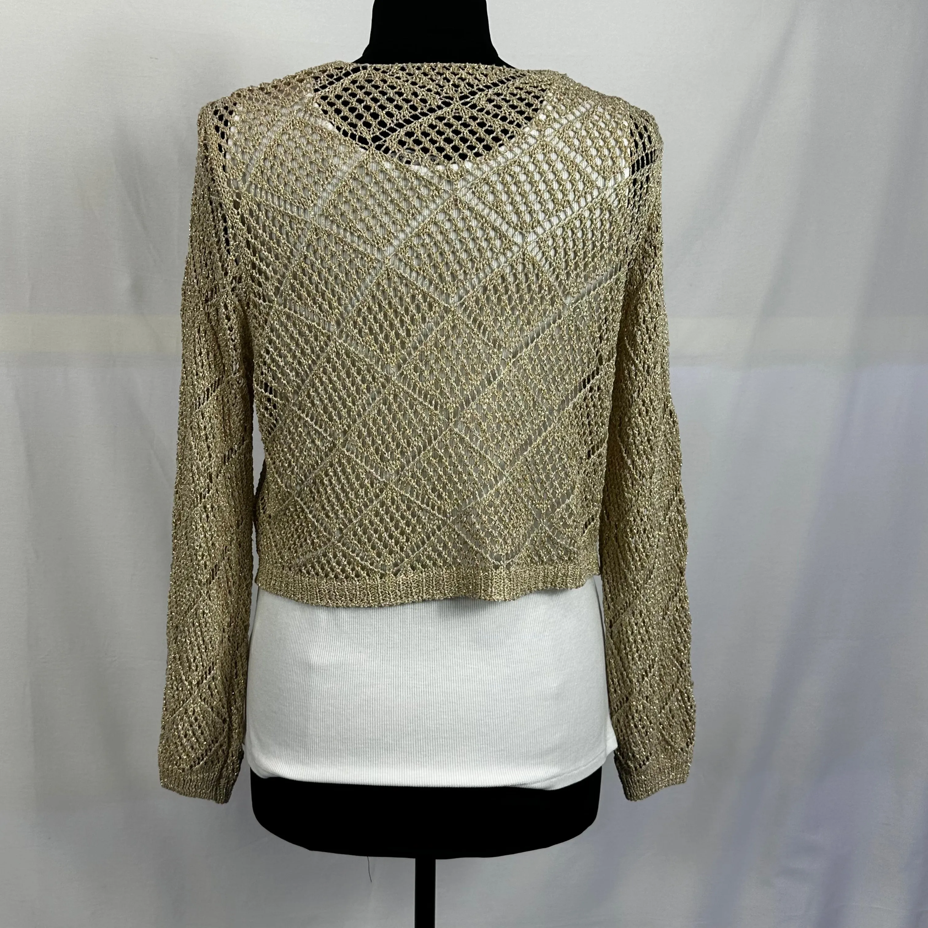 Gold Diamond Crochet Open Top With Front Tie