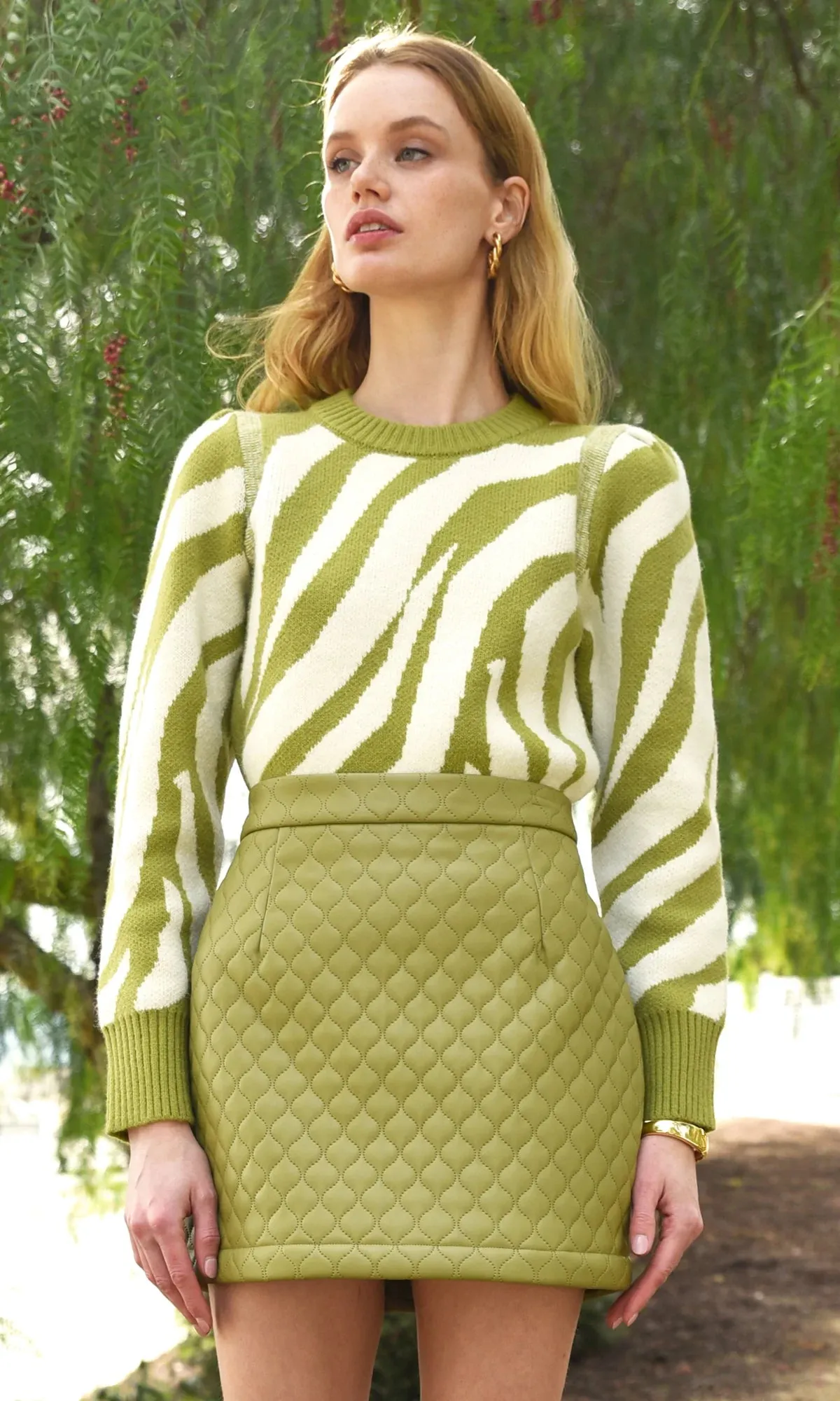 Green Animal Print Harris Intarsia Sweater