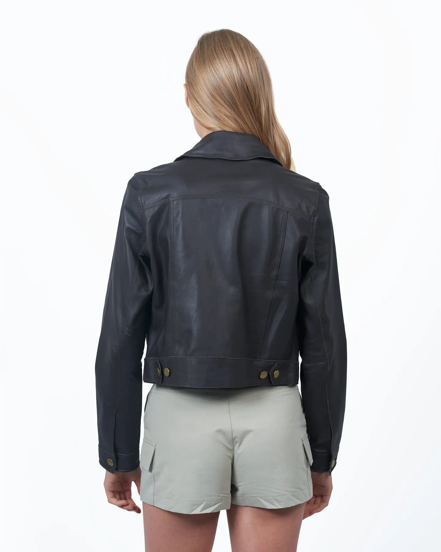 Hayden Burnished Leather Nailhead Jacket