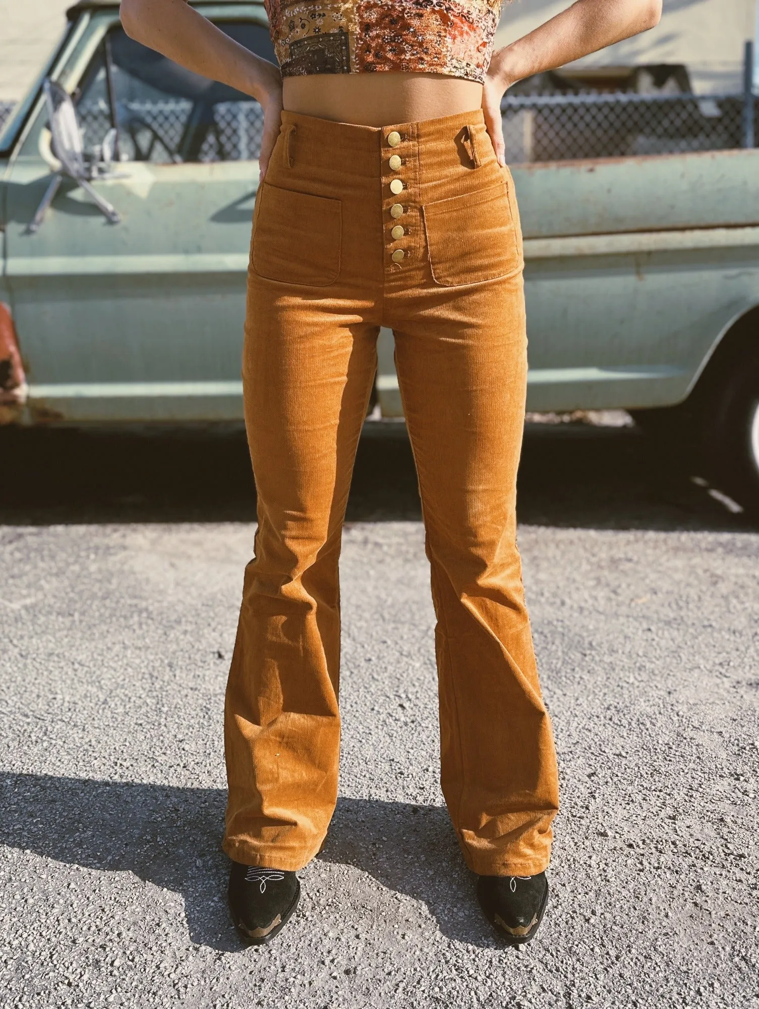 High Flyin' Button Up Corduroy Bell Bottoms