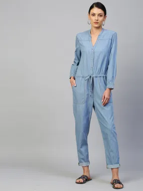 Ice Wash Light Weight Denim Jumpsuit