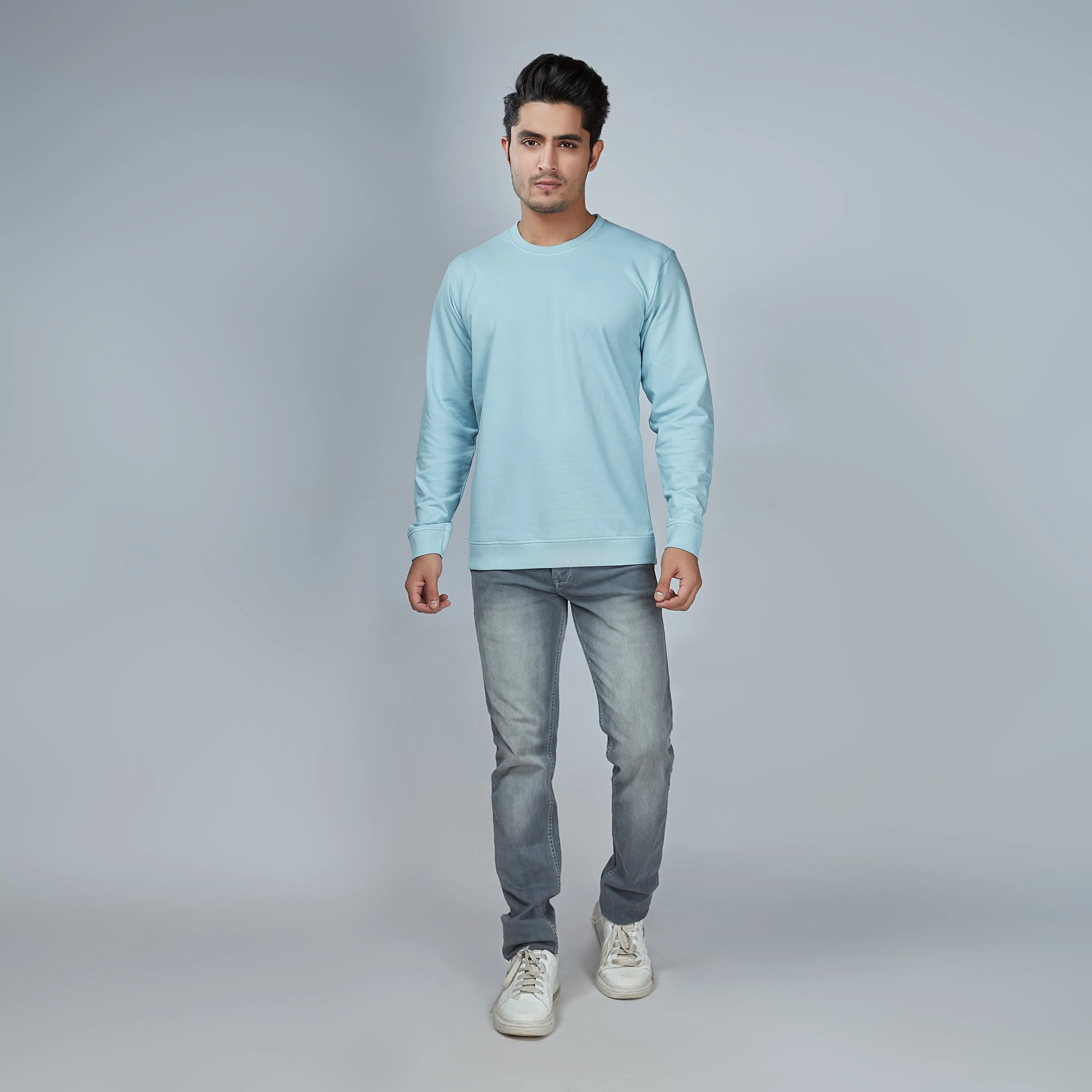 Icy Blue Crew Neck Sweatshirt