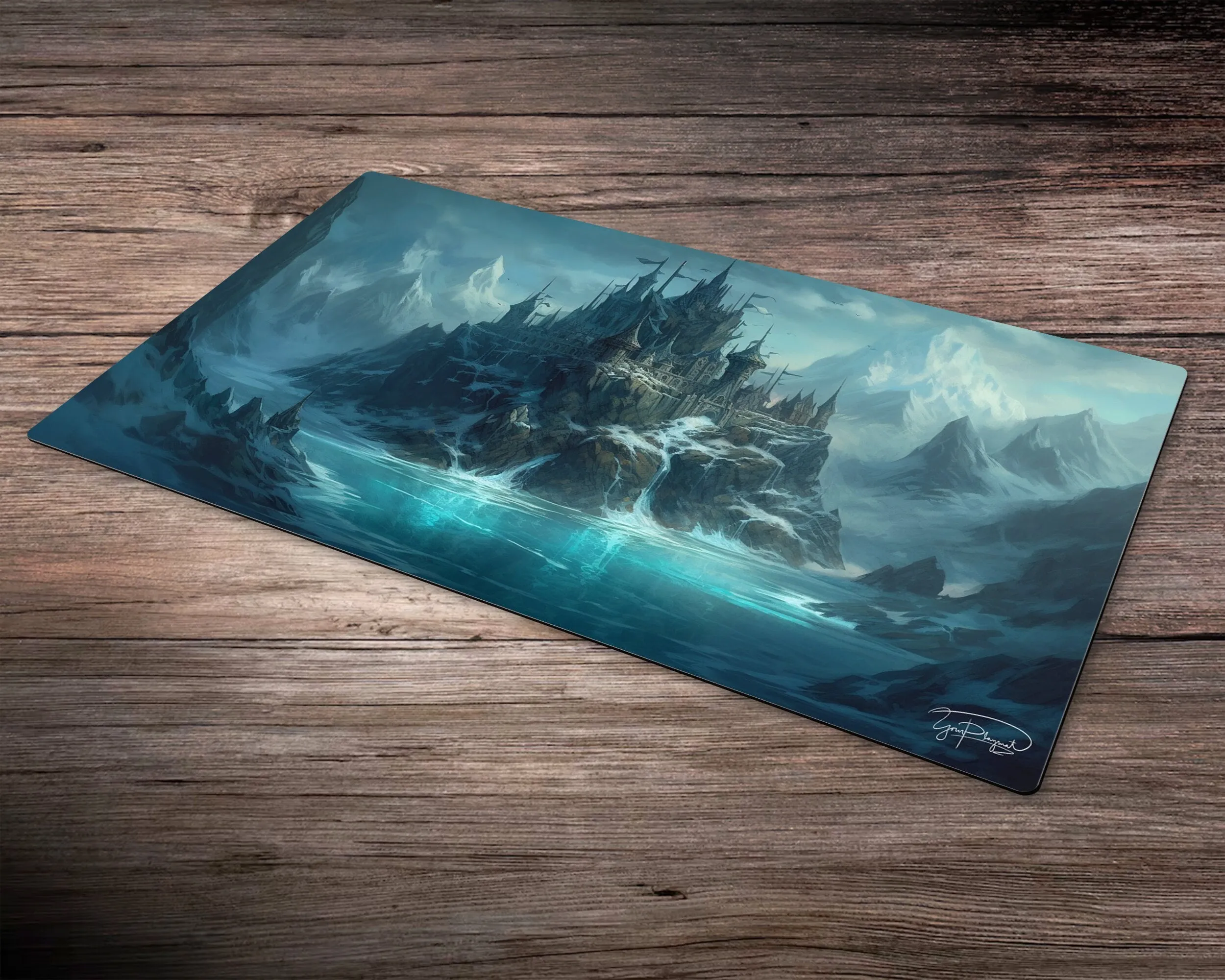 Icy Island of the Enchanted Keep  - MTG Spielmatte - 24 x 14 inches - MTG Geschenke - MTG Zubehör - Magie Tischmatte